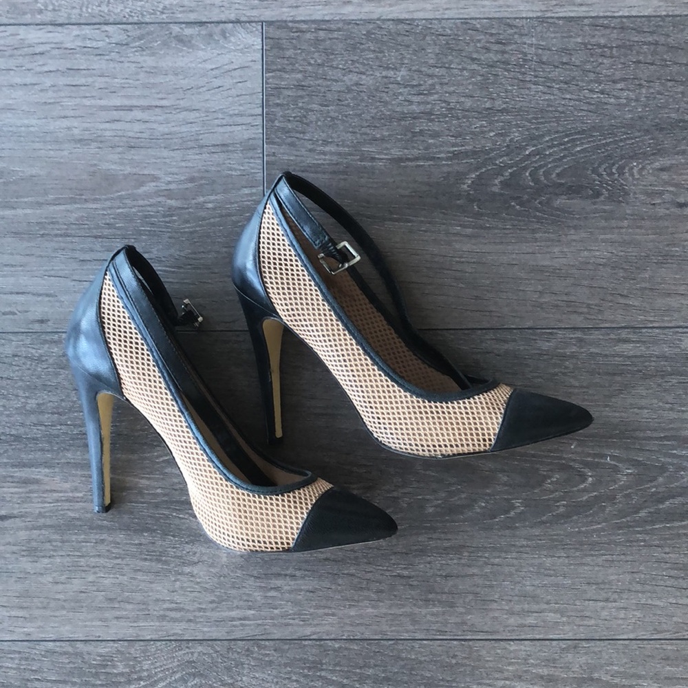 BCBGeneration Mesh ankle Strap Heels